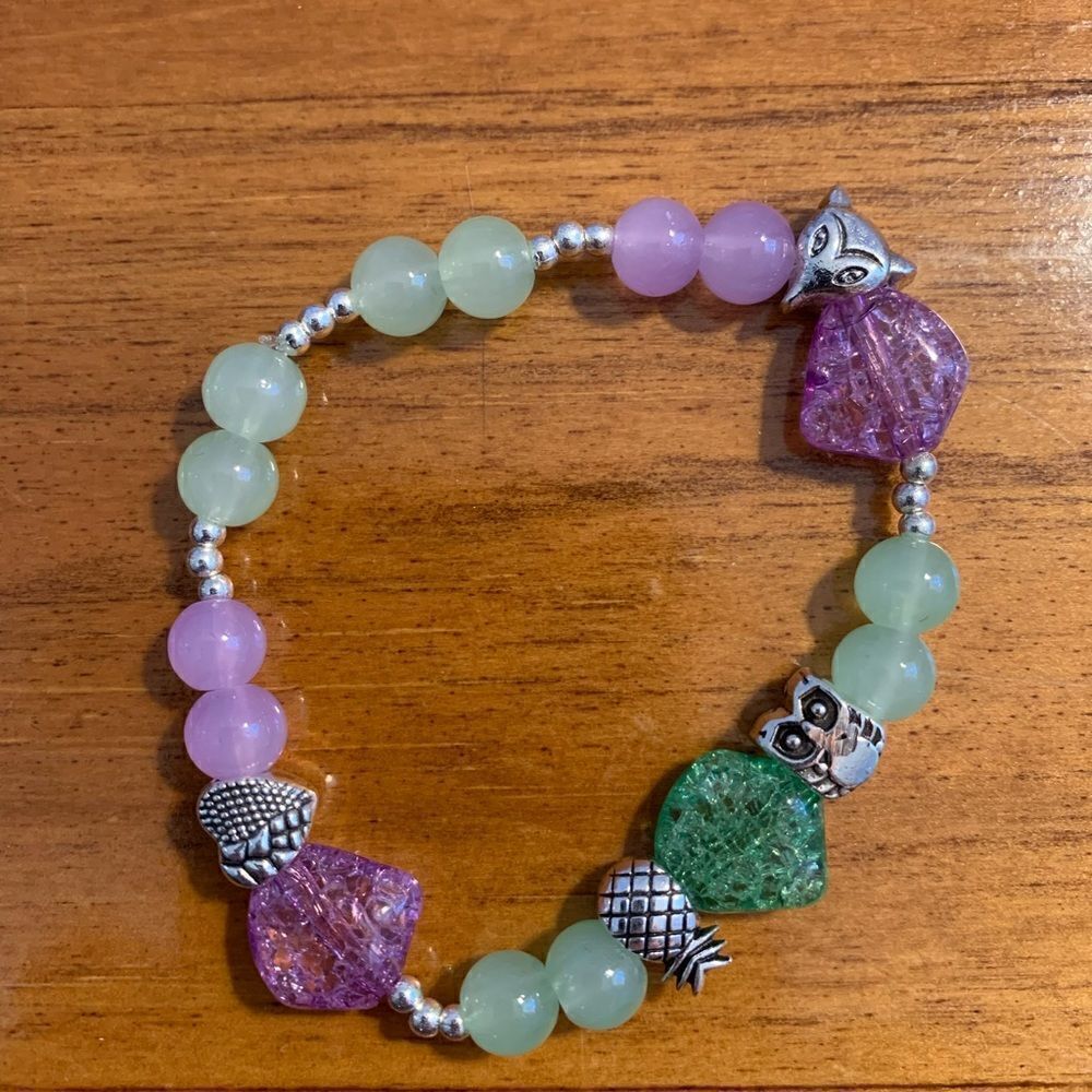 Pineapple fox owl beaded bracelet stretch